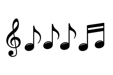 A treble clef and musical notes arranged in a sequence.