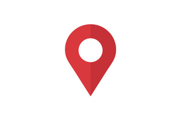 A red location pin icon is shown on a white background.