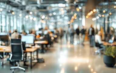 blurred office interior space with people working and meeting business collaboration concept abstract background soft focus photography. High quality. High quality. High quality