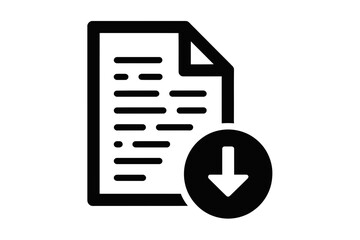 Document with download icon signifies data retrieval or file transfer.