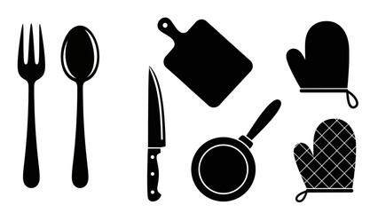 Vector illustration of a kitchen utensils and cutlery set featuring a spoon, fork, and knife symbol for a restaurant menu or dinner table cooking design