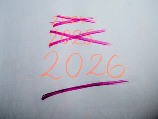 Photo of handwritten 2026 with underline