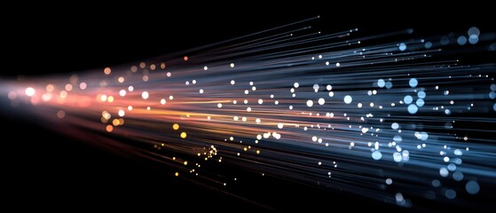 Abstract illustration of fiber optic cables with data transmission concept