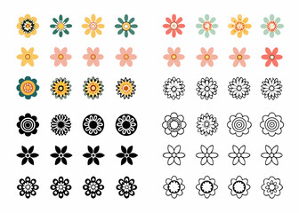 A colorful assortment of floral designs and patterns in a grid formation