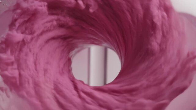 Colored Ink Spreading in Liquid Swirling Inside Glassware Container