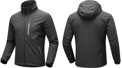 A fashionably dressed man in a black suit and winter jacket stands alone in the cold wearing a hood and hat like a mysterious robber or thief