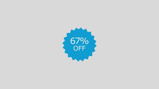 67% off business sale label icon background. 67% discount promotion icon 4k video.