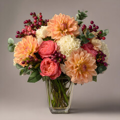 Vibrant floral arrangement in glass vase