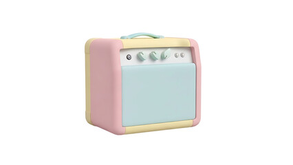 A pastel-colored guitar amplifier sits on a plain white background with no background 349 no-bg