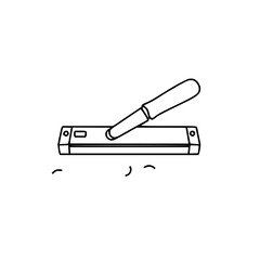 ​Linoleum block cutter tool, black line art, white