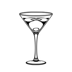 ​​​​​​​​Art deco cocktail coupe, black line art, w