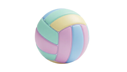 A pastel colored volleyball sits alone on a plain white background in (375)_no-bg