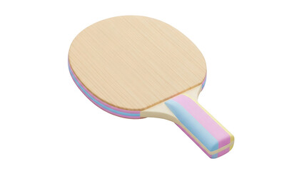 A pastel-colored ping pong paddle lies on a plain background with no distractions (381)_no-bg