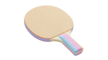 A pastel-colored ping pong paddle lies on a plain background with no distractions (381)_no-bg