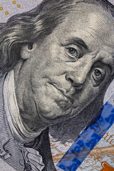 Close up of new hundred dollar bill. American cash dollars close-up , a large amount of cash American dollars in cash paper bills