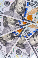 Close up of new hundred dollar bill. American cash dollars close-up , a large amount of cash American dollars in cash paper bills
