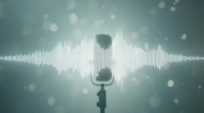 Audio Sound Wave Visualization with Microphone for Podcast, Voice, Music and Broadcasting Concept