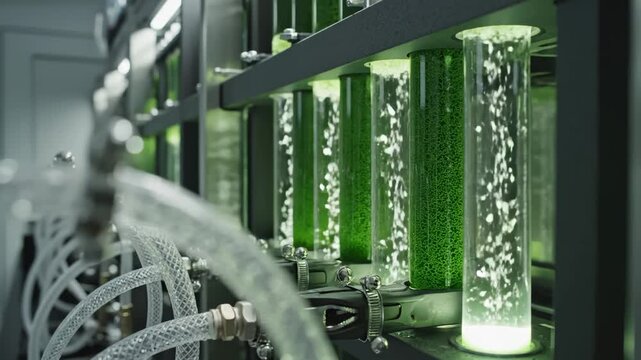 Green Algae Cultivation in Glass Tubes With Air Bubbles Technology