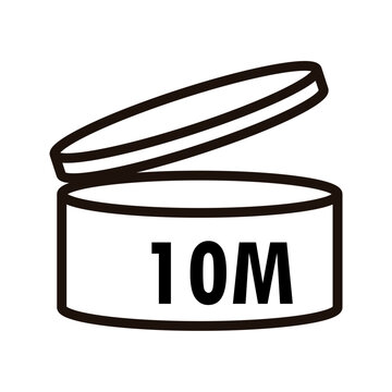 PAO label, Period After Opening PAO label, symbol, icon logo. Cosmetic open period month 1M, 2M, 3M, 4M, 5M, 6M, 7M, 8M, 9M, 10M, 12M, 18M, 24M, 36M, 48M. Cream eu pack label for product packaging