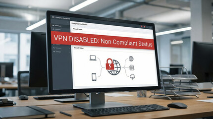 Naklejka premium VPN Disabled Non Compliant Status On Enterprise Dashboard