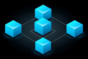 Obraz premium Five blue cubes on a dark background