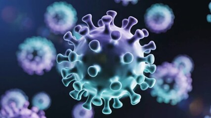 Microscopic view of virus cells in motion on dark background - Powered by Adobe