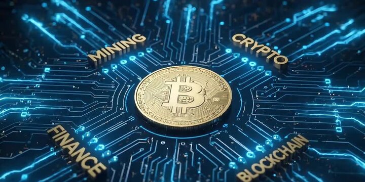 Bitcoin and Blockchain Digital Finance Concept for Cryptocurrency, Investment, Trading, FinTech and Global Economy