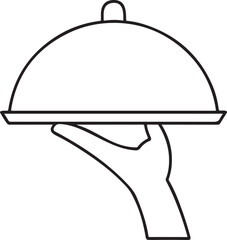 Serving dome platter holding hand restaurant food service icon on transparent background © MOHINUR