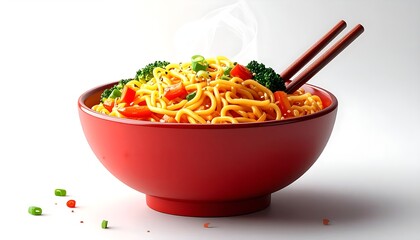 Asian Noodles Bowl with Chopsticks
