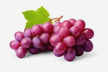 Fototapeta premium Ripe red grapes with a green leaf, creating a vibrant and healthy image