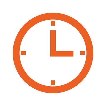 Orange clock face with single hand