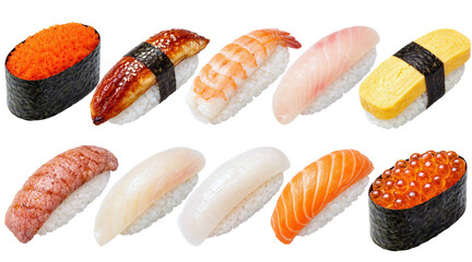 Assorted Nigiri Sushi Set Isolated