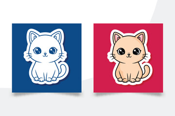 Kawaii Colorful Baby Cat Character Stickers for Kids Stationery and Digital Planner Graphic Illustration