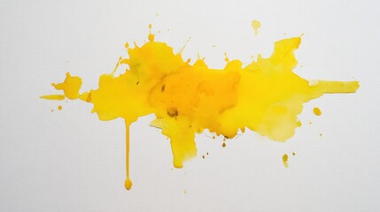 A vibrant yellow watercolor stain on a textured canvas background, perfect for artistic projects, design elements, or backgrounds in both digital and print media,