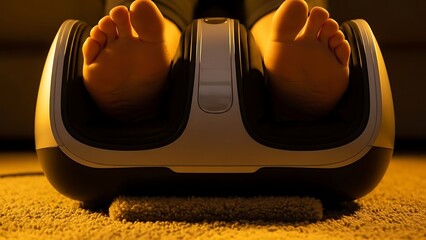 Relaxing foot massage with a modern foot massager at home