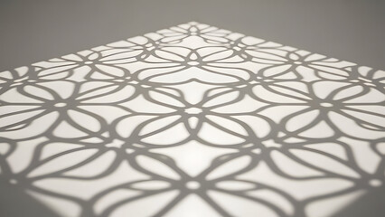 Intricate Geometric Pattern Casting Beautiful Shadows on a Modern Surface with Soft Lighting in an Elegant Interior Space