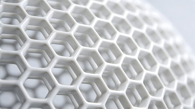 Microscopic White Hexagonal Nanostructure Geometric Pattern Abstract Background - Powered by Adobe