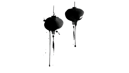 Two shadowy, abstract figures float against stark black. Detailed shapes emerge through grayscale