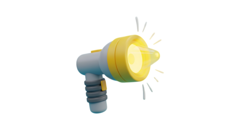 Bright yellow flashlight shining on black background