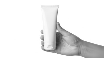 Hand holding a tube of cream