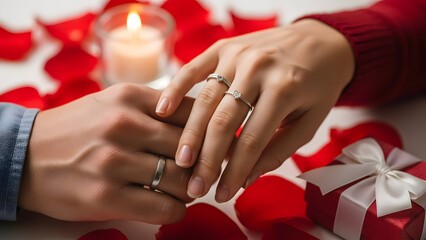 Valentines hands holding rings Valentine's day isolated on white background 2026 2027 download