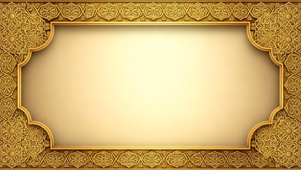 Ornate Golden Vintage Frame With Floral Patterns And Beige Center Space