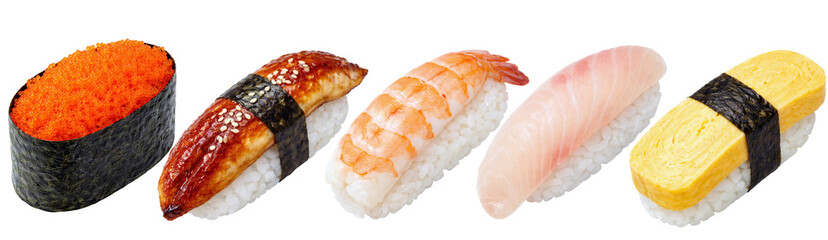Assorted Nigiri Sushi Set Isolated