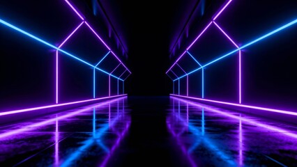 Neon tunnel with purple and blue lights