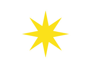 A bright yellow starburst graphic isolated on a white background.