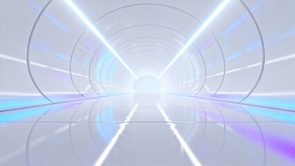 Futuristic tunnel with neon lights