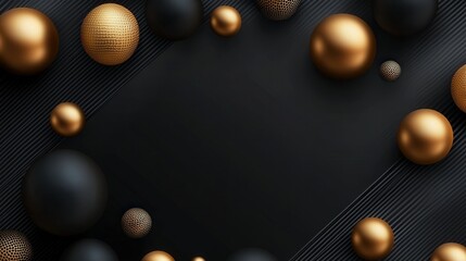 Obraz premium A Harmonious Blend of Black and Gold Spheres Arranged Creatively on a Textured Surface, Creating a Modern and Elegant Visual Experience