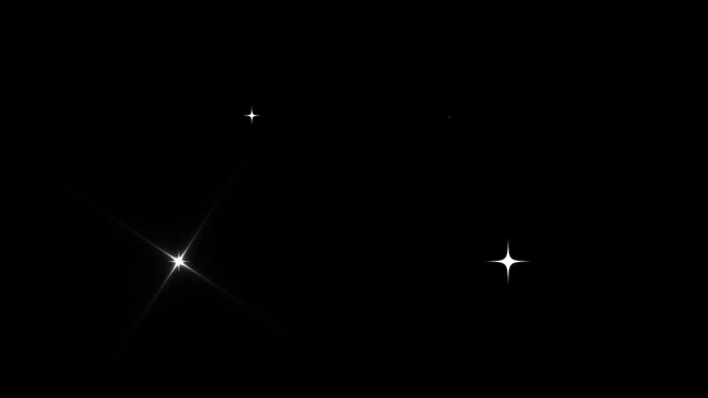 Single star glitter, sparkling star, twinkle animation on black background. white cartoon, flat, vector, doodles style stars blinking. sparkle Star light effect, glowing twinkling glitter star. 4K