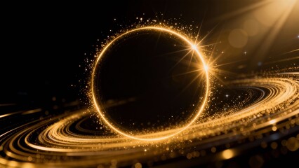 Golden light ring with particles