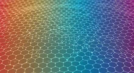 Abstract colorful network background with hexagonal pattern